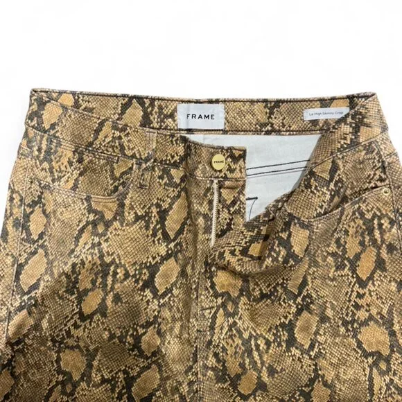 Frame Women's Straight Python Print Coated Pant - Picture 3 of 5